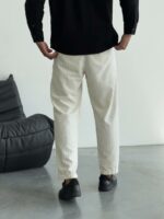 Мужские Классические Белые Брюки Свободного Кроя с Полосами