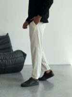 Мужские Классические Белые Брюки Свободного Кроя с Полосами