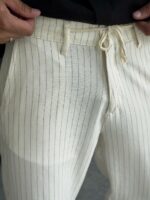 Мужские Классические Белые Брюки Свободного Кроя с Полосами