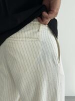 Мужские Классические Белые Брюки Свободного Кроя с Полосами