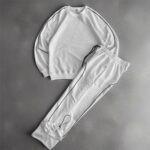 Мужской Белый Спортивный Костюм Оверсайз с Кантом - Свитшот + Широкие Штаны