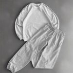 Мужской Спортивный Костюм Оверсайз с Кантом - Белый Свитшот + Широкие Серые Штаны