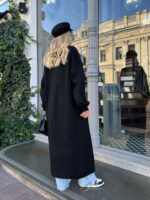Женский Теплый Черный Кардиган - Удлиненный Свободного Кроя
