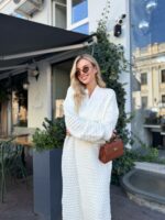Женский Теплый Белый Кардиган - Удлиненный Свободного Кроя
