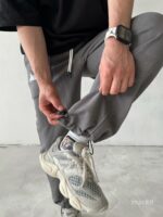 Мужские Свободные Темно-Серые Спортивные Штаны Джоггеры с Манжетами