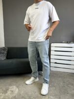 Мужские Свободные Голубые Джинсы - Джинсовые Штаны Прямого Кроя