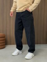 Мужские Широкие Графитовые Джинсы Багги - Джинсовые Штаны Baggy Прямого Кроя