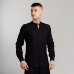 Мужская Классическая Черная Рубашка Лен Прямого Кроя