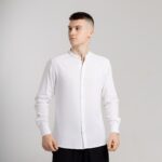 Мужская Классическая Белая Рубашка Лен Прямого Кроя
