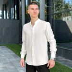 Мужская Легкая Классическая Белая Рубашка - Базовая на Пуговицах