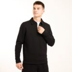 Мужской Базовый Черный Костюм - Кофта Поло + Штаны со Стрелками
