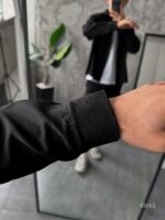Мужской Плотный Свободный Черный Костюм с Накладными Карманами - Рубашка на Кнопках + Штаны со Стрелками