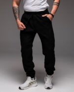 Мужские Черные Вельветовые Штаны Джоггеры на Резинках Внизу