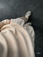 Мужской Базовый Бежевый Костюм в Рубчик  - Кофта Поло + Штаны на Резинке