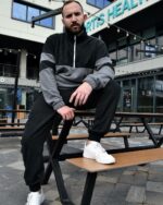Мужской Теплый Флисовый Черный Костюм - Кофта под Горло + Штаны Джоггеры
