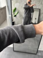 Мужской Темно-Серый Костюм на Весну Осень - Кофта с Высокой Горловиной на Замке + Штаны со Стрелками