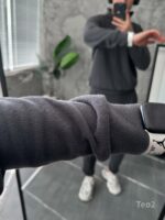 Мужской Графитовый Костюм на Весну Осень - Кофта с Высокой Горловиной на Замке + Штаны со Стрелками