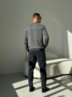 Мужской Классический Графитовый Свитер с Воротником Поло