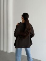Женский Базовый Трикотажный Коричневый Кардиган на Пуговицах + Топ
