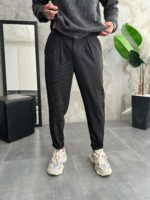 Мужские Свободные Графитовые Штаны Брюки Бананы в Полоску