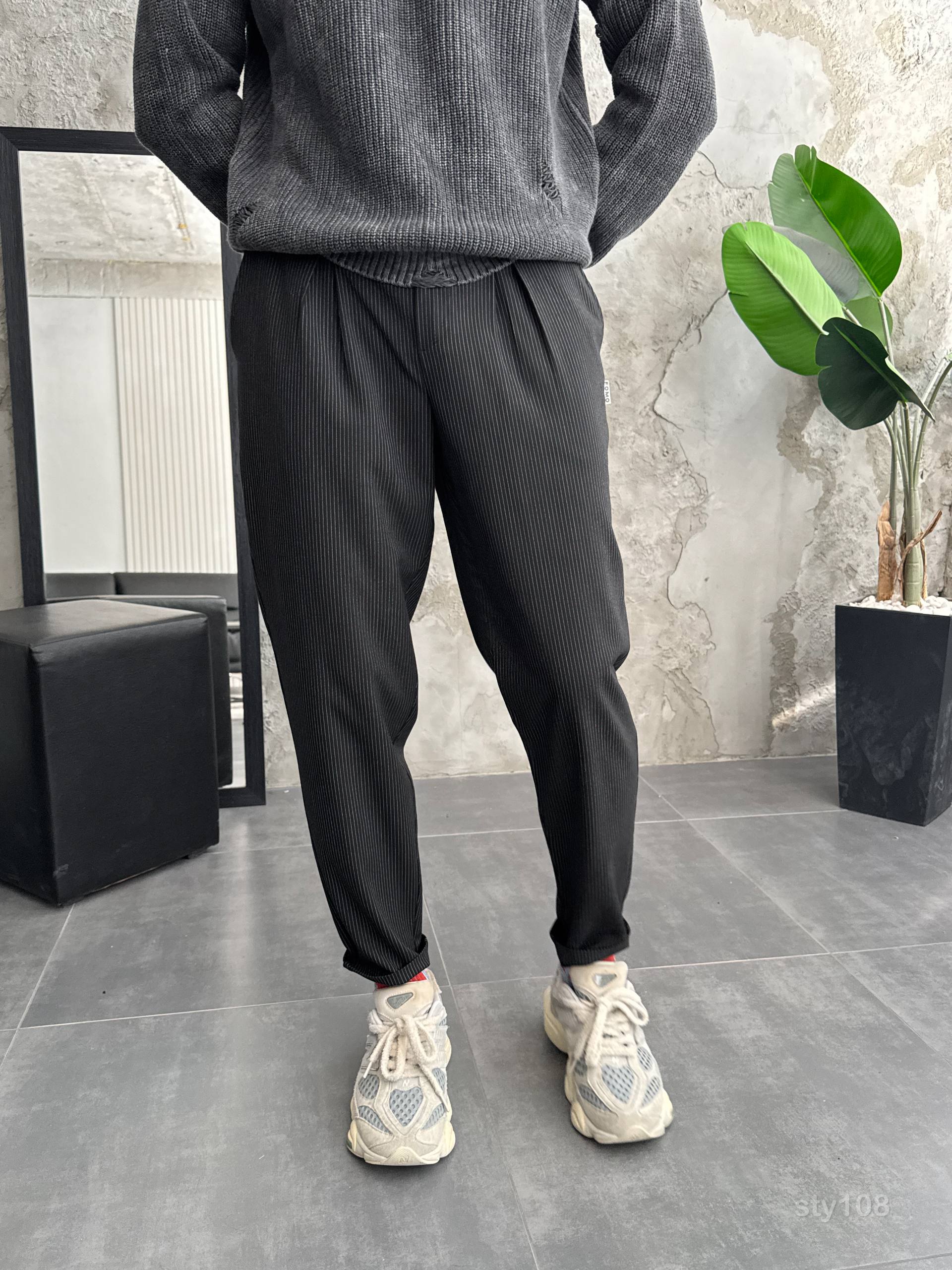photo_2025-09-13_11-45-31 Мужские Свободные Графитовые Штаны Брюки Бананы в Полоску