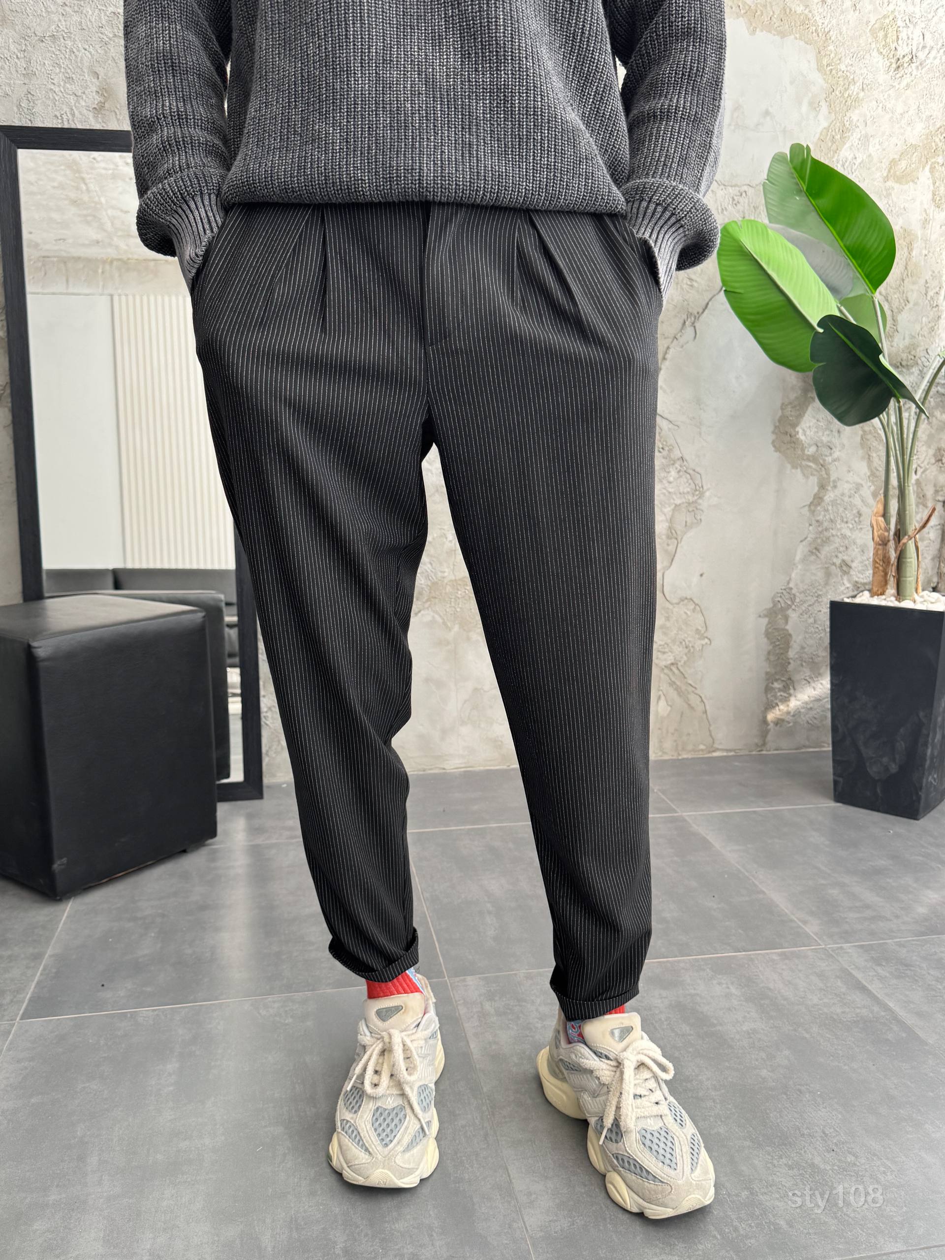 photo_2025-09-13_11-45-35 Мужские Свободные Графитовые Штаны Брюки Бананы в Полоску