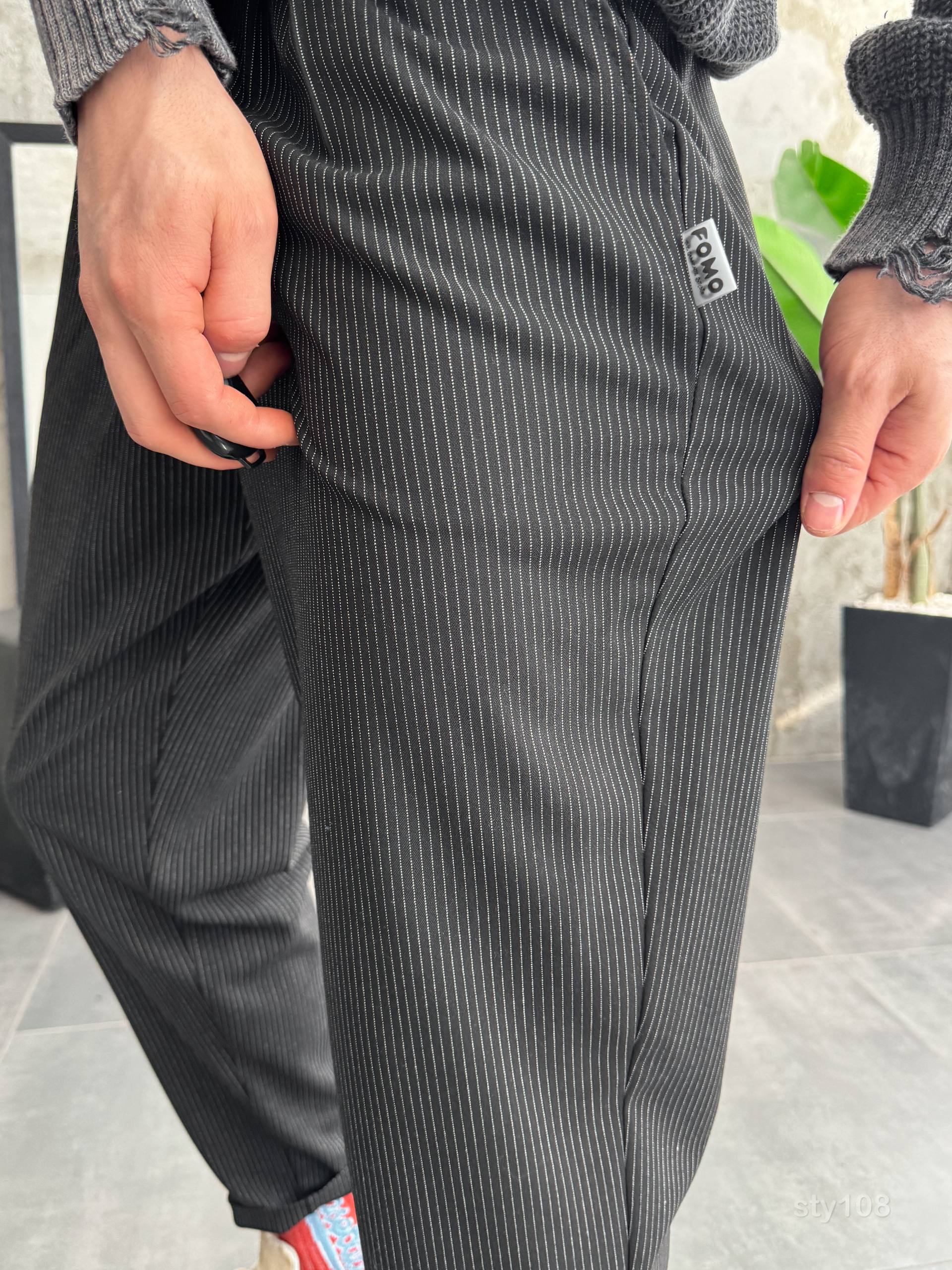 photo_2025-09-13_11-45-37 Мужские Свободные Графитовые Штаны Брюки Бананы в Полоску