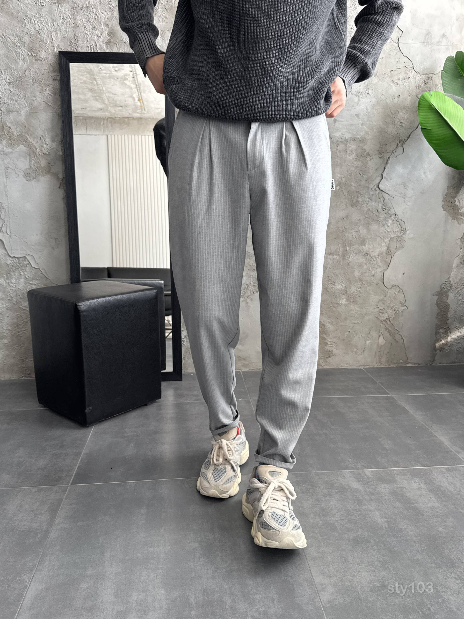 photo_2025-09-13_11-45-38 Мужские Свободные Серые Штаны Брюки Бананы в Полоску
