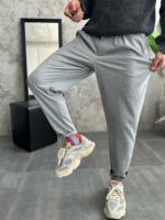 Мужские Свободные Серые Штаны Брюки Бананы в Полоску