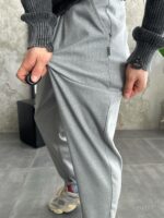 Мужские Свободные Серые Штаны Брюки Бананы в Полоску
