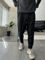 Мужские Свободные Черные Штаны Брюки Бананы в Полоску