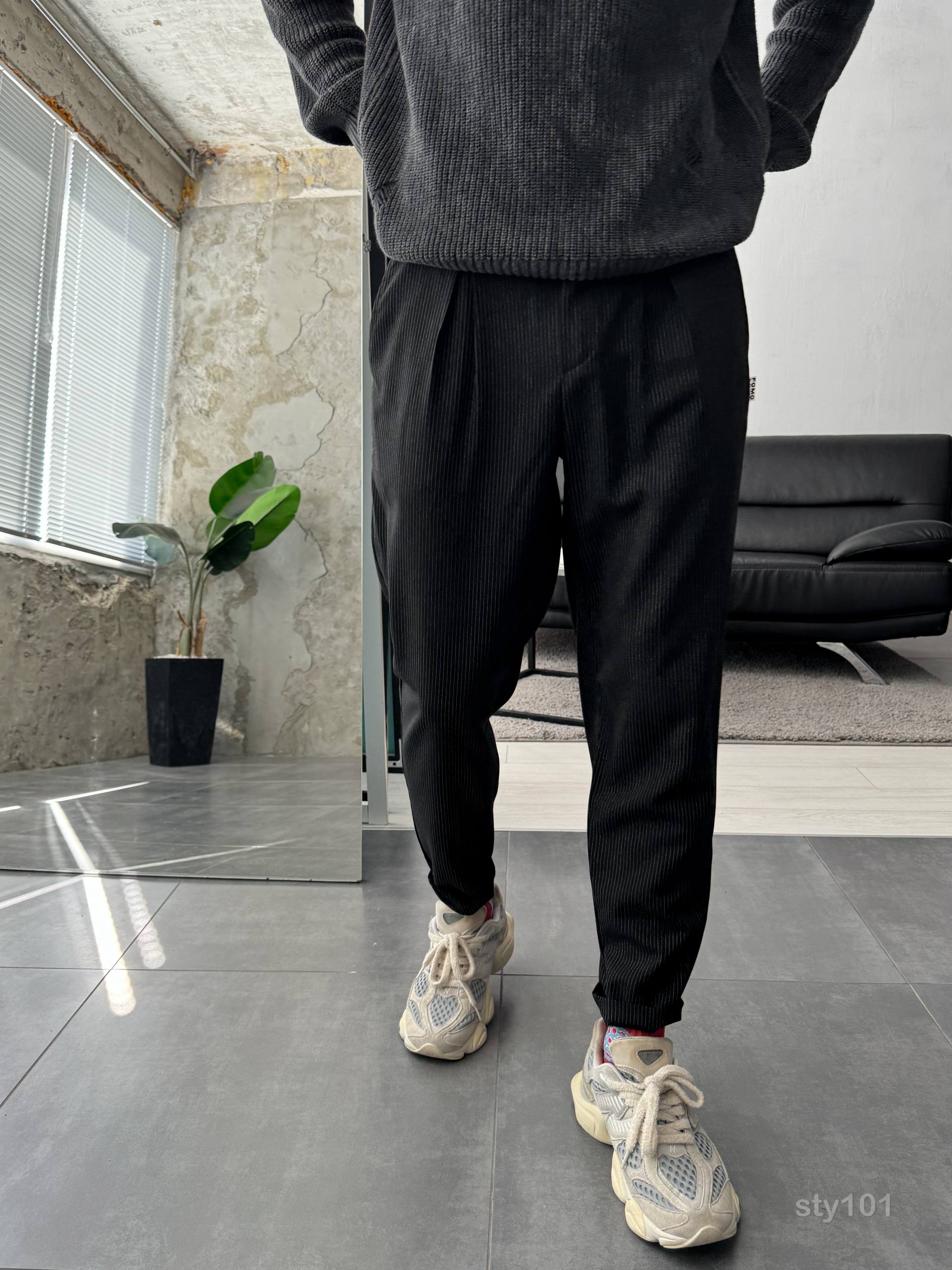 photo_2025-09-13_11-45-46 Мужские Свободные Черные Штаны Брюки Бананы в Полоску