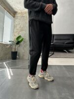 Мужские Свободные Черные Штаны Брюки Бананы в Полоску