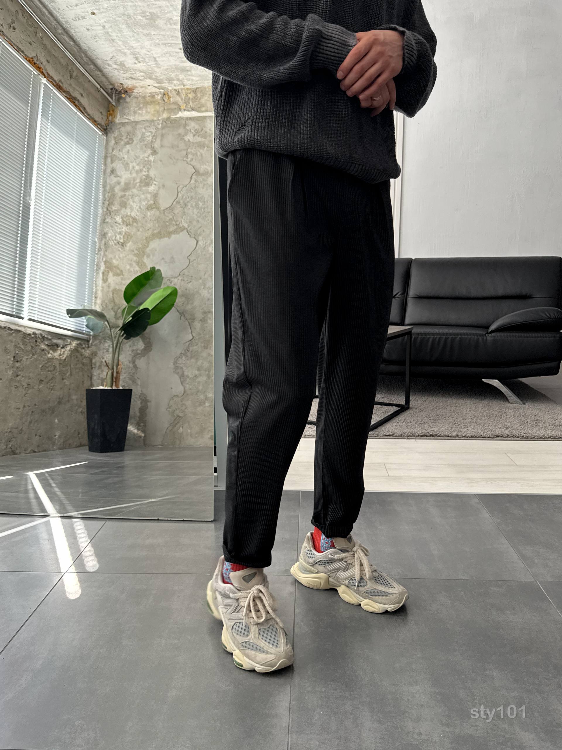 photo_2025-09-13_11-45-47 Мужские Свободные Черные Штаны Брюки Бананы в Полоску