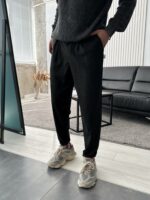 Мужские Свободные Черные Штаны Брюки Бананы в Полоску