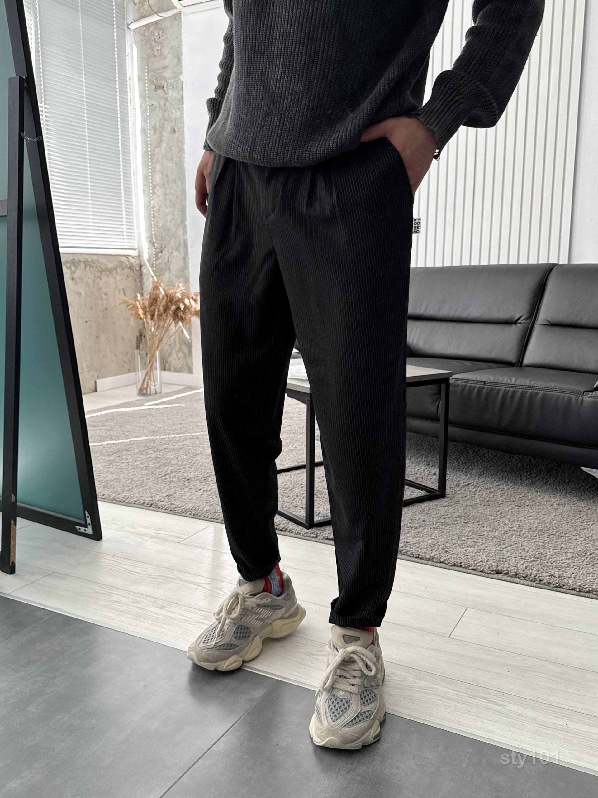 photo_2025-09-13_11-45-48 Мужские Свободные Черные Штаны Брюки Бананы в Полоску