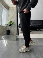 Мужские Свободные Черные Штаны Брюки Бананы в Полоску