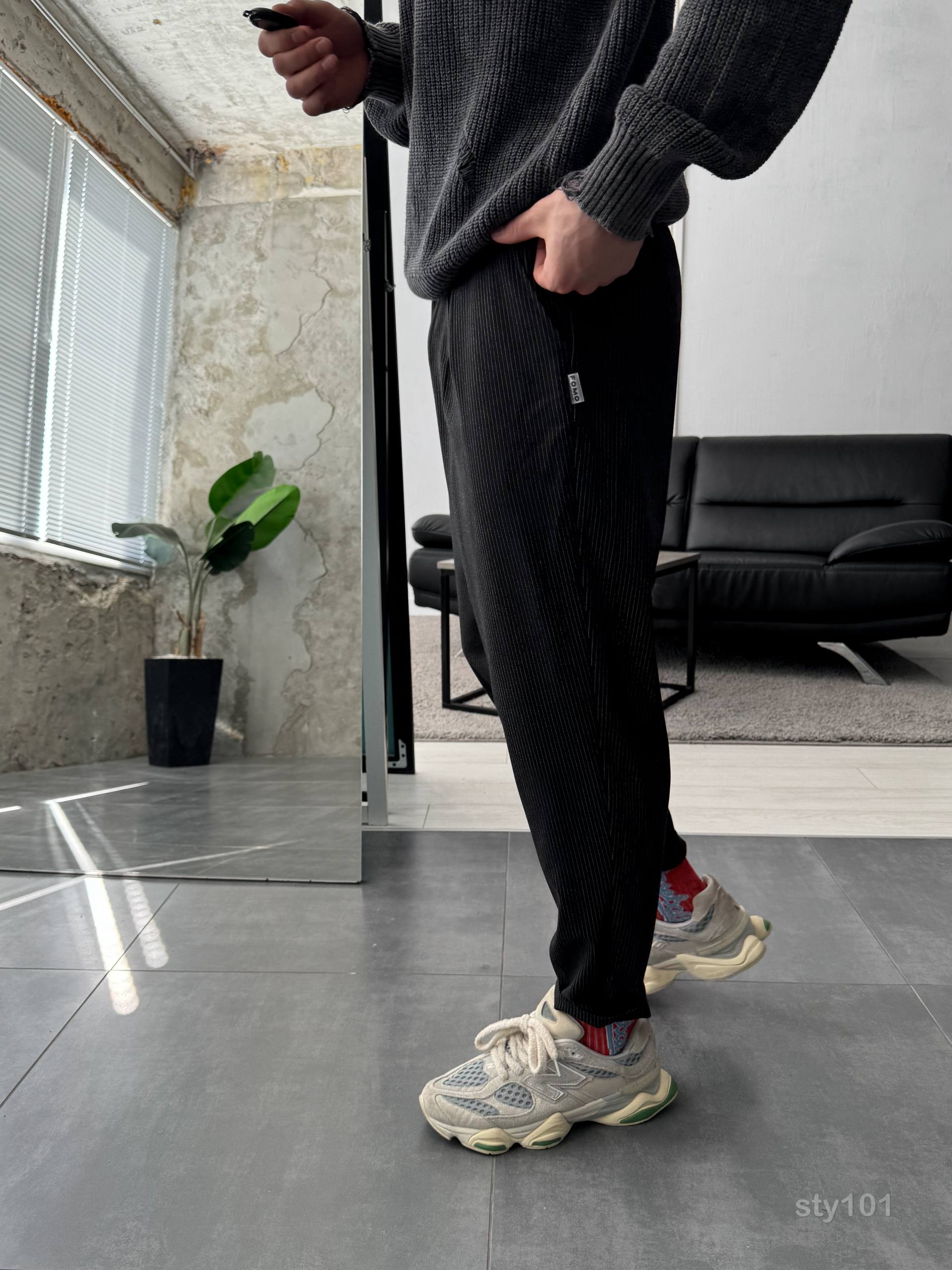 photo_2025-09-13_11-45-50 Мужские Свободные Черные Штаны Брюки Бананы в Полоску