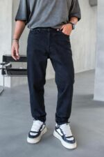 Мужские Широкие Черные Джинсы - Свободные Прямого Кроя