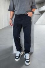 Мужские Широкие Черные Джинсы - Свободные Прямого Кроя