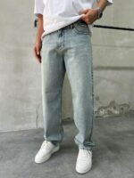 Мужские Широкие Серые Джинсы - Свободные Прямого Кроя