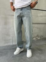 Мужские Широкие Серые Джинсы - Свободные Прямого Кроя