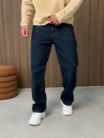 Мужские Широкие Темно-Синие Джинсы Багги - Свободные Прямого Кроя