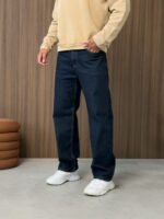 Мужские Широкие Темно-Синие Джинсы Багги - Свободные Прямого Кроя