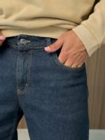 Мужские Широкие Темно-Синие Джинсы Багги - Свободные Прямого Кроя