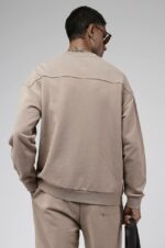 Мужской Базовый Бежевый Свитшот Оверсайз - Кофта Свободного Кроя