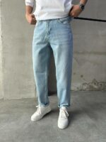 Мужские Светло-Голубые Джинсы Свободного Кроя - Джинсовые Штаны Мом