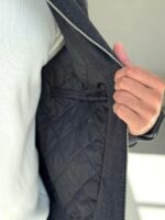 Мужское Укороченное Классическое Графитовое Пальто под Горло на Молнии
