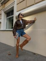 Женские Демисезонные Замшевые Высокие Рыжие Сапоги Казаки