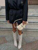 Женские Демисезонные Замшевые Высокие Бежевые Сапоги Казаки